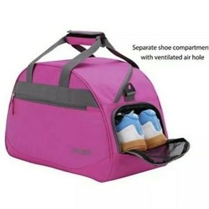 MIER 20 Inches Sports Gym Bag Travel Duffel Bag with Shoes Compartment Hot Pink